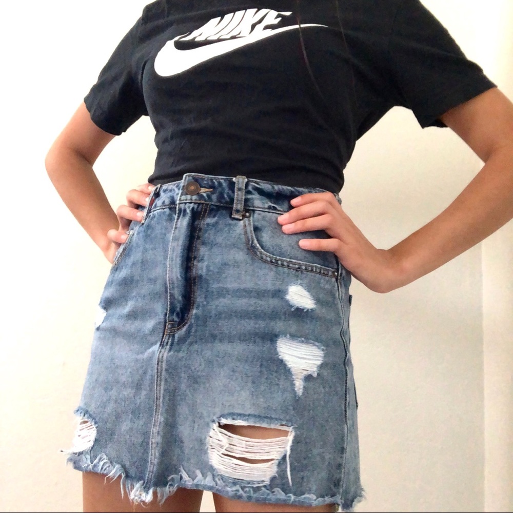 Forever 21 Distressed Denim Skirt